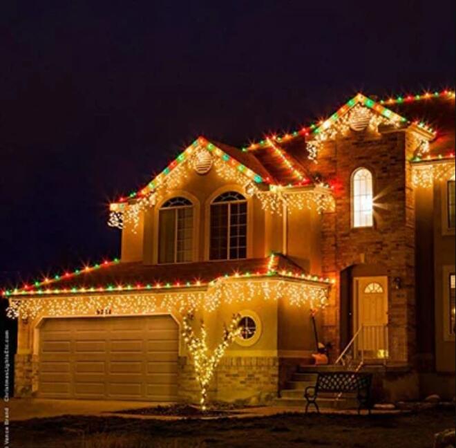 (image for) 2PCS Pack of Christmas Icicle Lights Outdoor, 400 LEDs 32.8ft 8 Modes Fairy Icicle String Lights with 75 Drops, LED Christmas Twinkle Lights for Holiday, Party, Wedding, Christmas Decorations